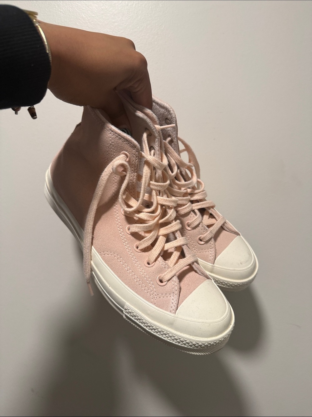 Converse Women’s High-Top Sneakers in Blush Pink and White